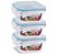 Kit 3 Potes Vidro Hermético Trava Mais Quadrado 320ml - Quality House - Imagem 1