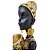 Estatueta Cerâmica Decorativa Africana Luxo Preto e Dourado com Bowl 24cm - MCD - Imagem 6
