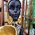 Estatueta Cerâmica Decorativa Africana Luxo Preto e Dourado com Bowl 24cm - MCD - Imagem 2