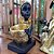 Estatueta Cerâmica Decorativa Africana Luxo Preto e Dourado com Bowl 24cm - MCD - Imagem 3