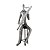 Estatueta Decorativa Músico Flautista Sentado Resina Prata 27cm - MCD - Imagem 3