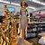 Estatueta Decorativa Mulher Elegante Vestido Gala Luxo Resina Brilho Champanhe e Dourado 40cm – MCD - Imagem 4