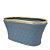 Vaso Cachepot Floreira Cerâmica Azul Fosco Borda Dourado 19cm - Home Design - Imagem 1