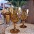 Jogo 6 Taças Vinho e Água Vidro Diamond Ouro Envelhecido 340ml - Vivaflor Decor - Imagem 4