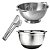 Kit Cozinha Escorredor de Massa, Bowl Inox Premium Base Antiderrapante e Pegador - Imagem 1