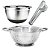 Kit Cozinha Escorredor de Macarrão, Bowl Inox Premium Base Antiderrapante e Pegador - Imagem 1