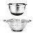 Kit Cozinha Prime Escorredor de Massa Grande e Bowl Inox Premium Base Antiderrapante - Imagem 1