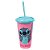 Copo Refri Stitch Disney com Tampa e Canudo 500ml Rosa - Plasútil - Imagem 1