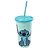 Copo Refri Stitch Disney Azul com Tampa e Canudo 500ml - Plasútil - Imagem 1