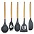 Jogo 6 Utensílios Cozinha Silicone Cinza Cabo Madeira e Porta Utensílios Inox Prime - Imagem 5