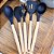 Jogo 6 Utensílios Cozinha Silicone Preto Cabo Madeira e Porta Utensílios Inox Prime - Imagem 6