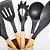 Jogo 6 Utensílios Cozinha Silicone Preto Cabo Madeira e Porta Utensílios Inox Prime - Imagem 10