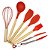 Kit Utensílios Silicone Vermelho Cabo Madeira Prime 6 Peças Com Pote Escorredor - Quality House - Imagem 2