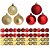 Kit 24 Bolas De Natal Dourada e 24 Bolas Vermelha Mista Fosca, Lisa e Glitter 5cm - Master Christmas - Imagem 1