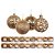 Jogo 18 Bolas Natal Mista Textura Flores e Folhas Champanhe 8cm - Master Christmas - Imagem 1