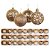Jogo 27 Bolas Natal Mista Textura Flores e Folhas Champanhe 8cm - Master Christmas - Imagem 1