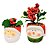 Jogo 2 Mini Vasos Decorativos Cerâmica Natal Papai Noel e Boneco de Neve Folhagens e Berries 13cm - Master Christmas - Imagem 1