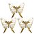 Kit 3 Borboletas Decoradas Glitter e Lantejoulas Champanhe Gold Luxo 8cm - Magizi - Imagem 1