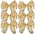 Kit 6 Laços Natalinos Pronto Tecido Champanhe Brilhante 24cm - Decor Natal - Imagem 1