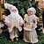 Jogo Casal Papai e Mamãe Noel Decorativo Casaco Pelúcia Luxo Branco e Dourado 50cm - Noel Decor - Imagem 2