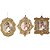 Jogo 3 Porta Retrato Decorativo Glitter Dourado Para Árvore Natal 10cm - Magizi - Imagem 1