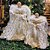 Jogo 2 Anjos Decor Natal Ponteira Árvore Veludo Branco e Dourado Luxo 40cm e 30cm - Noel Decor - Imagem 2