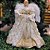 Anjo Decorativo Natal Ponteira Árvore Veludo Branco e Dourado Luxo 40cm - Noel Decor - Imagem 2
