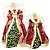 Jogo 2 Anjos Decorativo Natal Ponteira Árvore Seda Luxo Vermelho e Verde 40cm - Noel Decor - Imagem 1