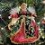 Jogo 3 Anjos Decorativo Natal Pendente Seda Luxo Vermelho e Verde 17cm - Noel Decor - Imagem 2