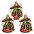 Jogo 3 Anjos Decorativo Natal Pendente Seda Luxo Vermelho e Verde 17cm - Noel Decor - Imagem 1