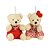 Casal Ursinho Pelúcia Pendente Natal Creme Roupa Vermelha Listrada 10cm - Magizi - Imagem 1