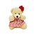 Urso Pelúcia Pendente Natal Creme Menina Vestido Listrado 10cm - Magizi - Imagem 1