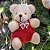 Urso Pelúcia Pendente Natal Creme Roupa Vermelha e Gravata Listrada 10cm - Magizi - Imagem 2