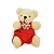 Urso Pelúcia Pendente Natal Creme Roupa Vermelha e Gravata Listrada 10cm - Magizi - Imagem 1