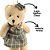 Ursinho Pelúcia Pendente Natal Menina Roupa Xadrez Cinza 13cm - Magizi - Imagem 4