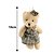 Ursinho Pelúcia Pendente Natal Menina Roupa Xadrez Cinza 13cm - Magizi - Imagem 3