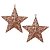 Kit 2 Estrelas Decorativas Natal Glitter Vazado Rosê Gold 18cm - Magizi - Imagem 1