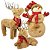 Jogo Renas e Boneco de Neve Decor Natal Pelúcia Marrom Claro Cachecol Crochê - Master Christmas - Imagem 1