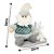 Jogo Papai Noel e Boneco de Neve Pelúcia Decorativo Base Madeira Saco Presentes Azul e Cinza 23cm - Imagem 7