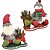 Jogo Papai Noel e Boneco de Neve Pelúcia na Cerca Base Madeira Presentes e Pinhas- Master Christmas - Imagem 1