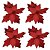 Kit 4 Flores Pick Natal Bico de Papagaio Vermelho Veludo Texturizado Borda Glitter Champanhe 20cm - Master Christmas - Imagem 1