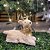 Rena Decorativa Deitada Sisal e Pelúcia Champanhe Arranjo Dourado 30cm - Cromus - Imagem 2