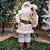 Papai Noel Decorativo Branco e Bege Luxo 60cm Casaco Guizos Lã Pelúcia e Saco de Presentes - Cromus - Imagem 2