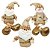 Kit Papai Noel e Boneco de Neve Decorativo Sentado Bronze e Dourado Luxo 3 Peças - E Christmas - Imagem 1
