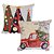 Jogo 2 Capas de Almofada Gobelin Natal 45x45cm Árvores e Carro Vintage - Magizi - Imagem 1