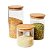 Kit 3 Potes Herméticos Vidro Borossilicato Redondo Tampa Bambu 1,5L, 1,1L e 800ml - Lehaví - Imagem 1
