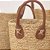 Cesto Fibra Natural Palha Trançada Bege Com Alça Marrom Couro Sintético 30cm x 21cm - Paramount - Imagem 5