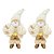 Jogo 2 Papai Noel Mini Branco e Dourado Luxo 20cm - Art Christmas - Imagem 1