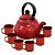 Conjunto Esmaltado Chaleira  Vermelho 1500ml  6 Mini Canecas - Imagem 1