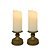 Jogo 2 Velas Eletrônica LED Castiçal Ouro Envelhecido 17cm Efeito Moving - Bela Flor - Imagem 1